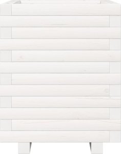 vidaXL Donica ogrodowa, biała, 40x40x49,5 cm, lite drewno sosnowe 5