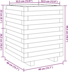 vidaXL Donica ogrodowa, biała, 40x40x49,5 cm, lite drewno sosnowe 10