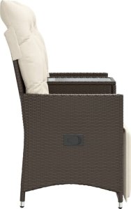 vidaXL Rozkładana sofa ogrodowa ze stolikiem, 2-os., brąz, rattan PE 5