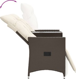 vidaXL Rozkładana sofa ogrodowa ze stolikiem, 2-os., brąz, rattan PE 7