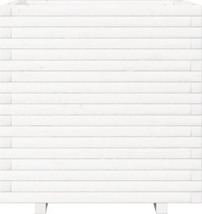 Skrzynia ogrodowa vidaXL Donica ogrodowa, biała, 70x70x72 cm, lite drewno sosnowe 5