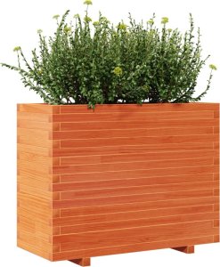 Skrzynia ogrodowa vidaXL Donica ogrodowa, woskowy brąz, 90x40x72 cm, lite drewno sosnowe 4
