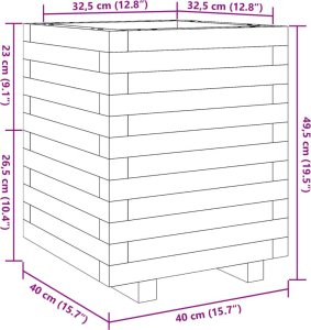 vidaXL Donica ogrodowa, woskowy brąz, 40x40x49,5 cm, drewno sosnowe 10