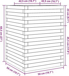 vidaXL Donica ogrodowa, woskowy brąz, 50x50x68,5 cm, drewno sosnowe 10