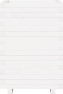 vidaXL Donica ogrodowa, biała, 50x50x72,5 cm, lite drewno sosnowe 5