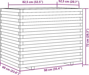 Skrzynia ogrodowa vidaXL Donica ogrodowa, 90x60x72 cm, lite drewno sosnowe 10