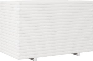 Skrzynia ogrodowa vidaXL Donica ogrodowa, biała, 110x60x72 cm, lite drewno sosnowe 2