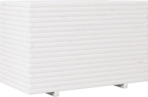 Skrzynia ogrodowa vidaXL Donica ogrodowa, biała, 110x60x72 cm, lite drewno sosnowe 7