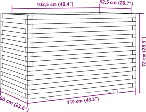 Skrzynia ogrodowa vidaXL Donica ogrodowa, biała, 110x60x72 cm, lite drewno sosnowe 10