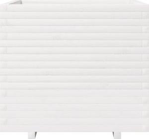 Skrzynia ogrodowa vidaXL Donica ogrodowa, biała, 80x80x72 cm, lite drewno sosnowe 5