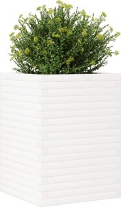 vidaXL Donica ogrodowa, biała, 50x50x68,5 cm, lite drewno sosnowe 4