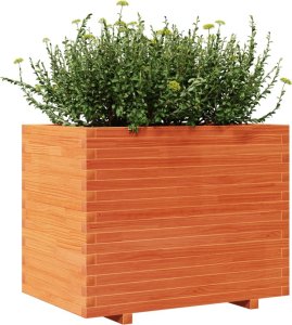 Skrzynia ogrodowa vidaXL Donica ogrodowa, woskowy brąz, 90x60x72 cm, lite drewno sosnowe 4