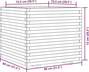 Skrzynia ogrodowa vidaXL Donica ogrodowa, woskowy brąz, 80x80x72 cm, drewno sosnowe 10