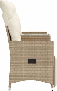 vidaXL Rozkładana sofa ogrodowa ze stolikiem, 2-os., beż, rattan PE 5