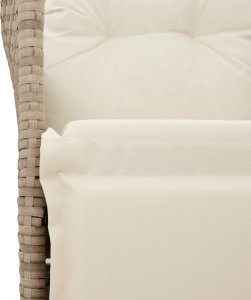 vidaXL Rozkładana sofa ogrodowa ze stolikiem, 2-os., beż, rattan PE 9