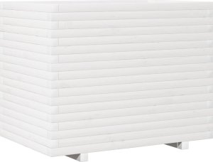 Skrzynia ogrodowa vidaXL Donica ogrodowa, biała, 90x60x72 cm, lite drewno sosnowe 2