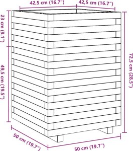 vidaXL Donica ogrodowa, woskowy brąz, 50x50x72,5 cm, drewno sosnowe 10