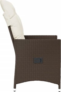 vidaXL Rozkładane fotele ogrodowe, 2 szt, poduszki, brązowy rattan PE 5