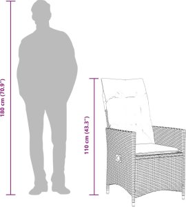 vidaXL Rozkładane fotele ogrodowe, 2 szt, poduszki, brązowy rattan PE 10