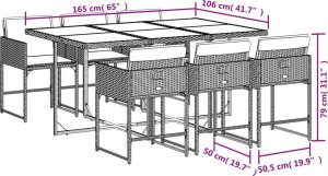 vidaXL 7-cz. zestaw mebli ogrodowych z poduszkami, czarny, polirattan 9