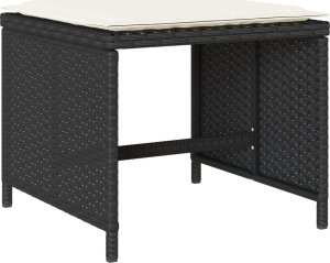 vidaXL 9-cz. zestaw mebli ogrodowych z poduszkami, czarny, rattan PE 6