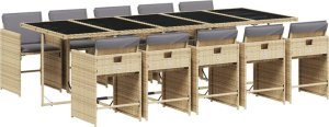 vidaXL 11-cz. zestaw mebli ogrodowych z poduszkami, mieszany beż 2