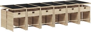 vidaXL 13-cz zestaw mebli do ogrodu, poduszki, mieszany beż, rattan PE 3