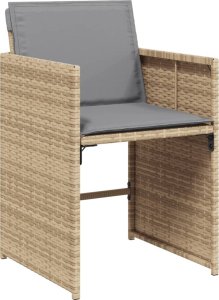 vidaXL 13-cz zestaw mebli do ogrodu, poduszki, mieszany beż, rattan PE 5
