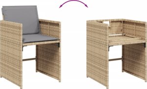 vidaXL 13-cz zestaw mebli do ogrodu, poduszki, mieszany beż, rattan PE 6
