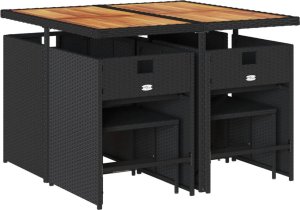 vidaXL 9-cz. zestaw mebli ogrodowych z poduszkami, czarny, rattan PE 3