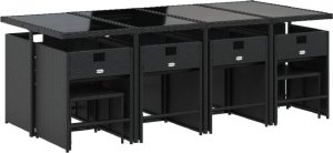 vidaXL 13-cz. zestaw mebli do ogrodu, poduszki, czarny, rattan PE 3