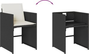 vidaXL 9-cz. zestaw mebli ogrodowych z poduszkami, czarny, rattan PE 6