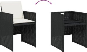 vidaXL 9-cz. zestaw mebli ogrodowych z poduszkami czarny rattan PE 7