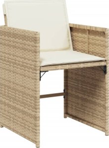 vidaXL 9-cz. zestaw mebli ogrodowych z poduszkami, beżowy, polirattan 4