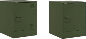 vidaXL Szafki nocne, 2 szt., oliwkowa zieleń, 34,5x39x44 cm, stal 2