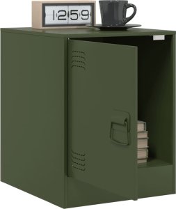 vidaXL Szafki nocne, 2 szt., oliwkowa zieleń, 34,5x39x44 cm, stal 4