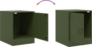 vidaXL Szafki nocne, 2 szt., oliwkowa zieleń, 34,5x39x44 cm, stal 10