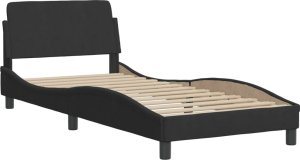 vidaXL Łóżko z materacem, czarne, 90x190 cm, aksamitne 4