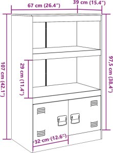 vidaXL Szafka boczna, różowa, 67x39x107 cm, stal 12
