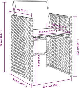 vidaXL 9-cz. zestaw mebli ogrodowych z poduszkami, beżowy, polirattan 10