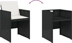 vidaXL 11-cz. zestaw mebli do ogrodu, z poduszkami, czarny rattan PE 7
