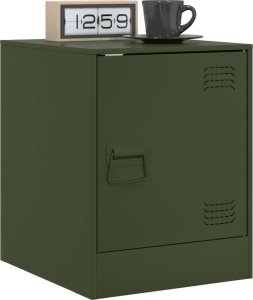 vidaXL Szafka nocna, oliwkowa zieleń, 34,5x39x44 cm, stal 4