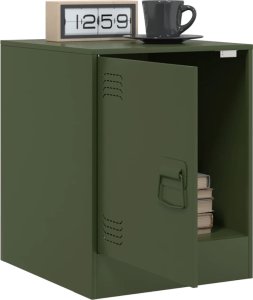 vidaXL Szafka nocna, oliwkowa zieleń, 34,5x39x44 cm, stal 5