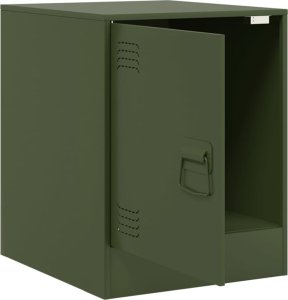 vidaXL Szafka nocna, oliwkowa zieleń, 34,5x39x44 cm, stal 7