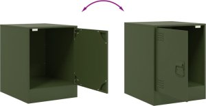 vidaXL Szafka nocna, oliwkowa zieleń, 34,5x39x44 cm, stal 10