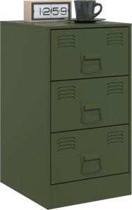 vidaXL Szafki nocne, 2 szt., oliwkowa zieleń, 34,5x39x62 cm, stal 3
