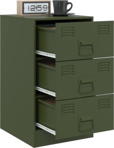vidaXL Szafki nocne, 2 szt., oliwkowa zieleń, 34,5x39x62 cm, stal 4