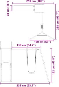 vidaXL Plac zabaw do ogrodu, lite drewno daglezjowe 11