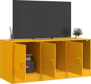 vidaXL Szafka pod telewizor, musztardowa, 99x39x44 cm, stalowa 4