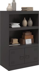 vidaXL Szafka boczna, czarna, 67x39x107 cm, stal 5